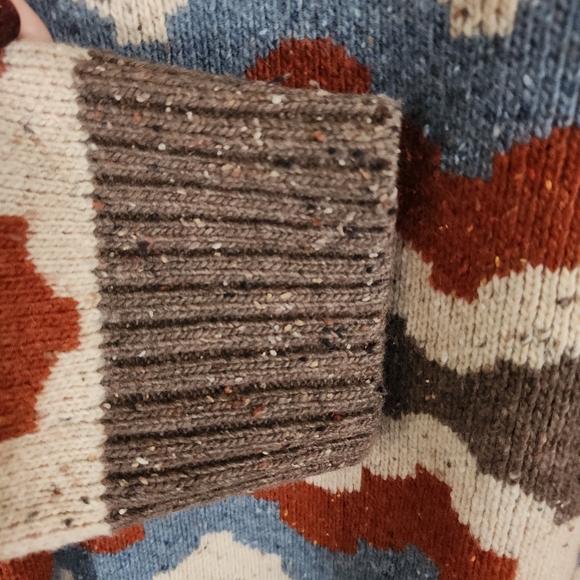 Toad&Co Wilde Sweater Womens XL Brown Blue Zigzag Zip Non Mulesed Wool Blend - Picture 7 of 9